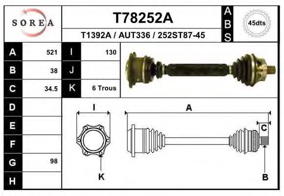 T78252A EAI Drive Shaft
