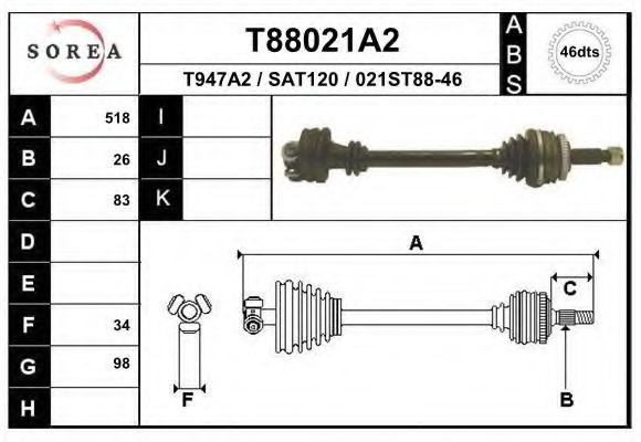 T88021A2 EAI Drive Shaft
