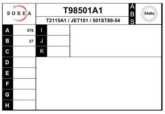 T98501A1 EAI Drive Shaft