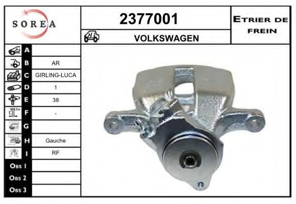 2377001 EAI Brake Pad Set, disc brake
