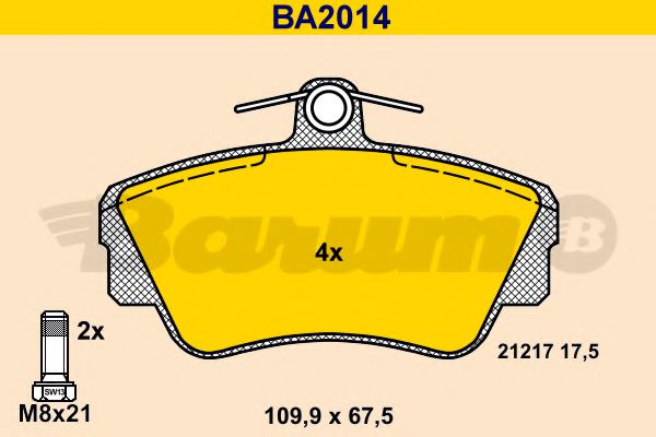 BA2014 BARUM Тормозная система Комплект тормозных колодок, дисковый тормоз