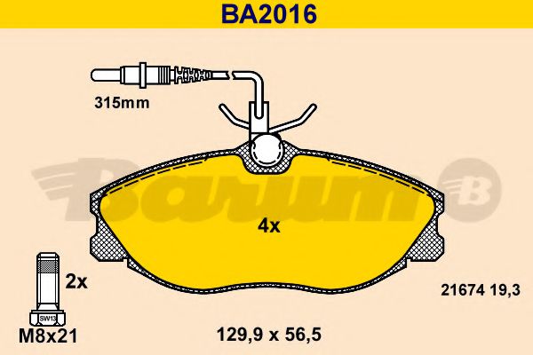 BA2016 BARUM Brake Pad Set, disc brake