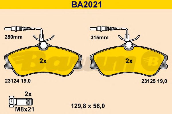 BA2021 BARUM Brake System Brake Pad Set, disc brake