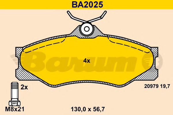 BA2025 BARUM Тормозная система Комплект тормозных колодок, дисковый тормоз