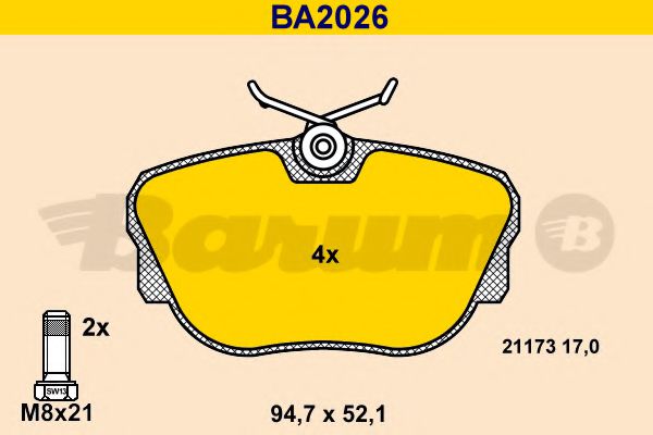 BA2026 BARUM Тормозная система Комплект тормозных колодок, дисковый тормоз