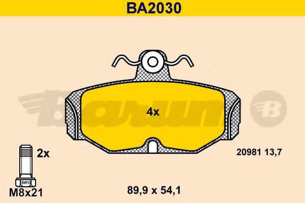 BA2030 BARUM Тормозная система Комплект тормозных колодок, дисковый тормоз