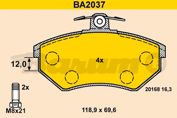 BA2037 BARUM Brake System Brake Pad Set, disc brake