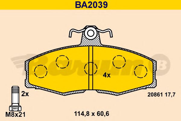 BA2039 BARUM Brake Pad Set, disc brake