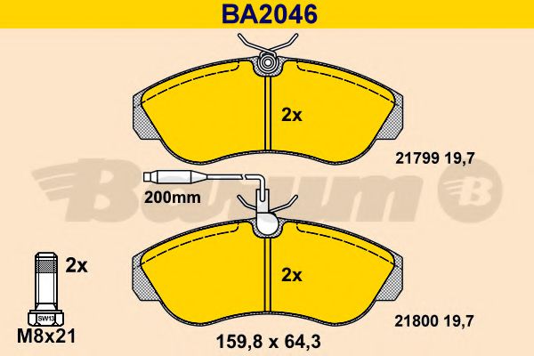 BA2046 BARUM Тормозная система Комплект тормозных колодок, дисковый тормоз