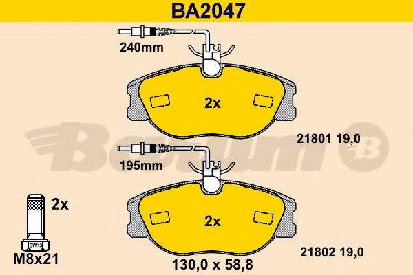 BA2047 BARUM Brake System Brake Pad Set, disc brake