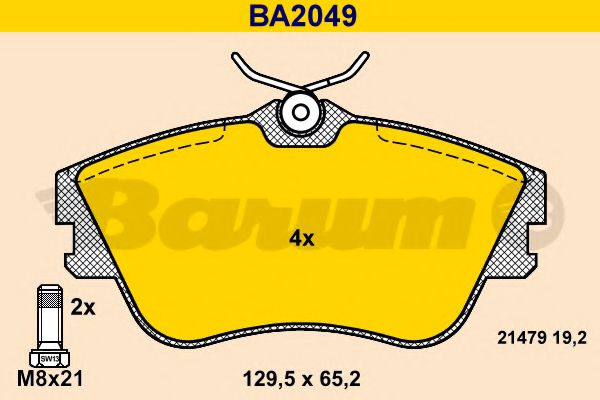 BA2049 BARUM Тормозная система Комплект тормозных колодок, дисковый тормоз