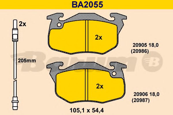 BA2055 BARUM Brake Pad Set, disc brake