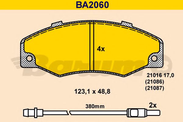 BA2060 BARUM Тормозная система Комплект тормозных колодок, дисковый тормоз