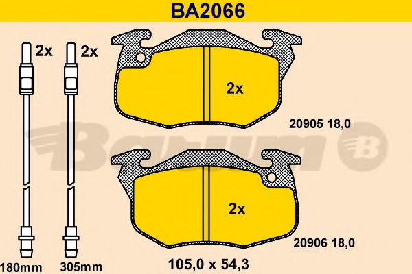BA2066 BARUM Bremsanlage Bremsbelagsatz, Scheibenbremse