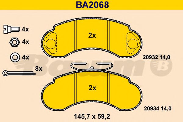 BA2068 BARUM Brake Pad Set, disc brake