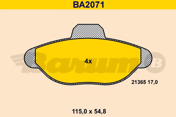 BA2071 BARUM Тормозная система Комплект тормозных колодок, дисковый тормоз