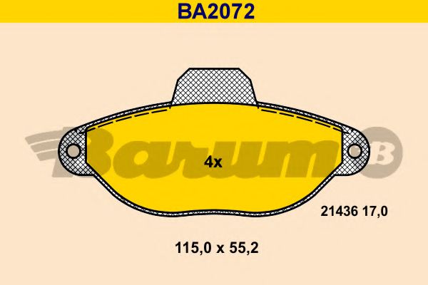 BA2072 BARUM Тормозная система Комплект тормозных колодок, дисковый тормоз