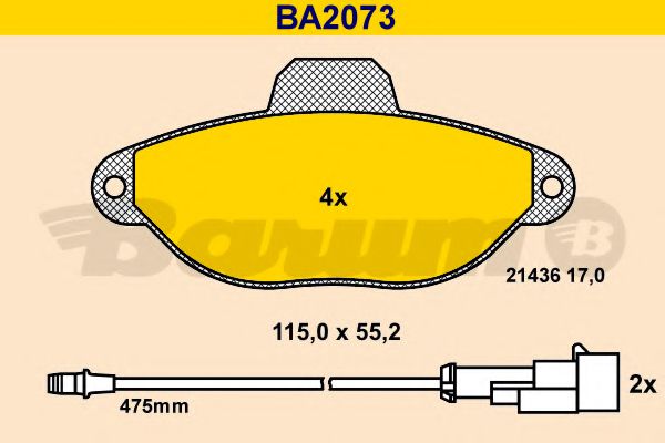 BA2073 BARUM Тормозная система Комплект тормозных колодок, дисковый тормоз