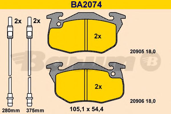 BA2074 BARUM Тормозная система Комплект тормозных колодок, дисковый тормоз