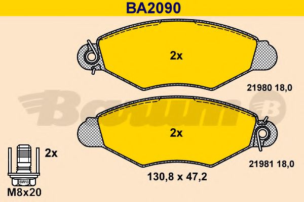 BA2090 BARUM Тормозная система Комплект тормозных колодок, дисковый тормоз