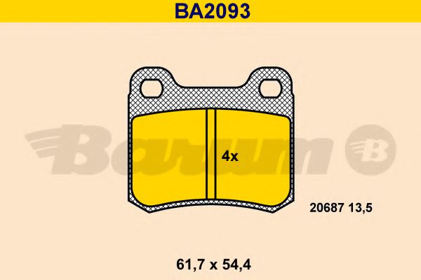 BA2093 BARUM Тормозная система Комплект тормозных колодок, дисковый тормоз
