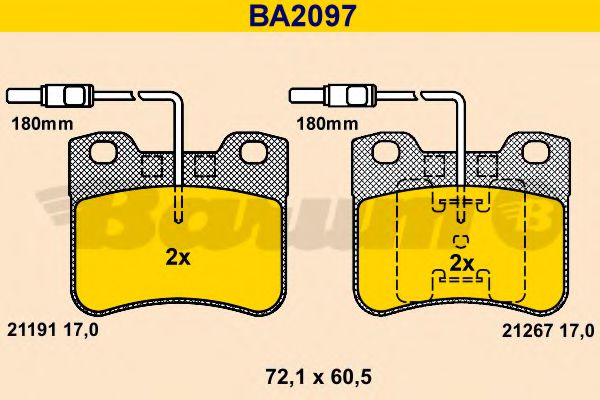 BA2097 BARUM Тормозная система Комплект тормозных колодок, дисковый тормоз