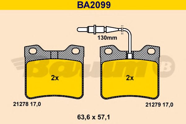 BA2099 BARUM Тормозная система Комплект тормозных колодок, дисковый тормоз
