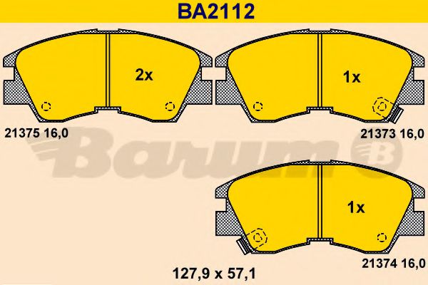 BA2112 BARUM Тормозная система Комплект тормозных колодок, дисковый тормоз