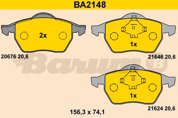 BA2148 BARUM Тормозная система Комплект тормозных колодок, дисковый тормоз