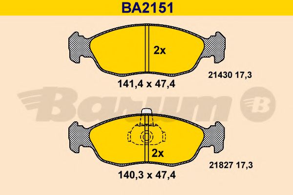 BA2151 BARUM Тормозная система Комплект тормозных колодок, дисковый тормоз