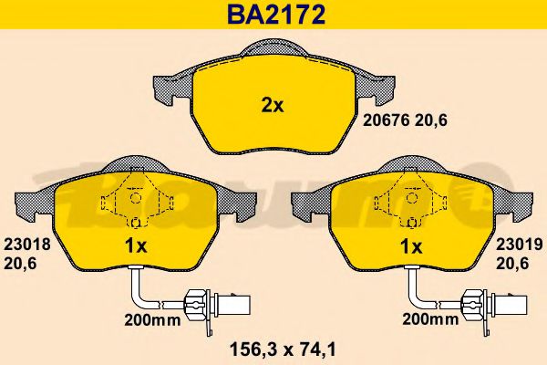 BA2172 BARUM Тормозная система Комплект тормозных колодок, дисковый тормоз