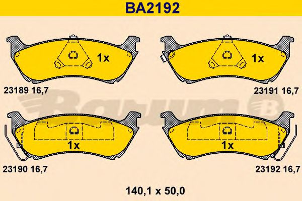 BA2192 BARUM Bremsanlage Bremsbelagsatz, Scheibenbremse
