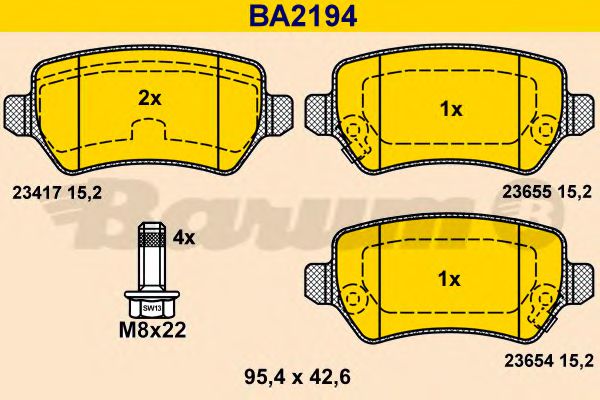 BA2194 BARUM Тормозная система Комплект тормозных колодок, дисковый тормоз