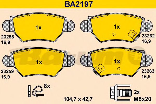 BA2197 BARUM Bremsanlage Bremsbelagsatz, Scheibenbremse