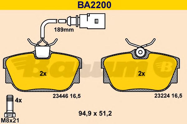 BA2200 BARUM Bremsanlage Bremsbelagsatz, Scheibenbremse