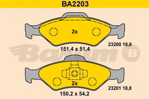 BA2203 BARUM Комплект тормозных колодок, дисковый тормоз