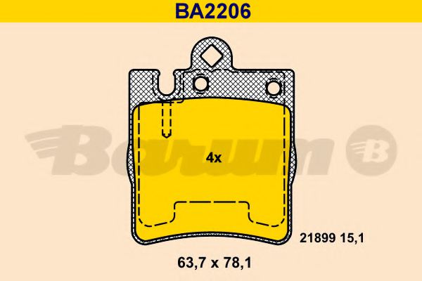 BA2206 BARUM Bremsanlage Bremsbelagsatz, Scheibenbremse