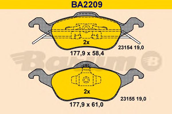 BA2209 BARUM Тормозная система Комплект тормозных колодок, дисковый тормоз