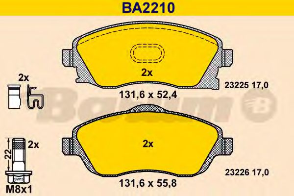 BA2210 BARUM Тормозная система Комплект тормозных колодок, дисковый тормоз