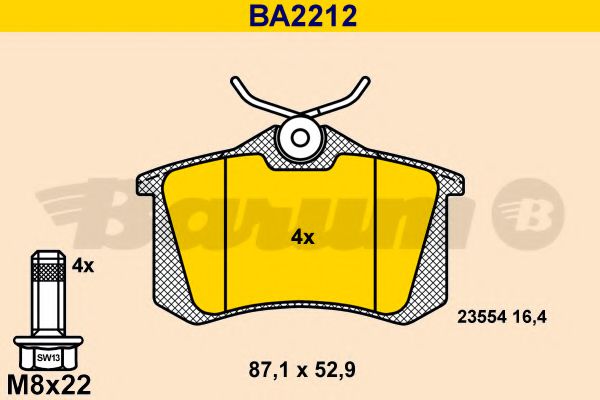 BA2212 BARUM Тормозная система Комплект тормозных колодок, дисковый тормоз