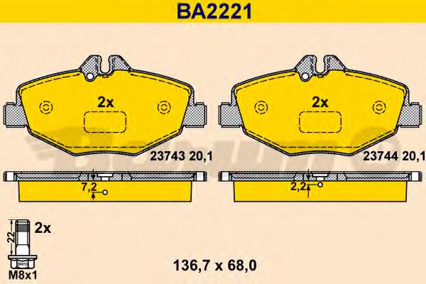 BA2221 BARUM Bremsanlage Bremsbelagsatz, Scheibenbremse