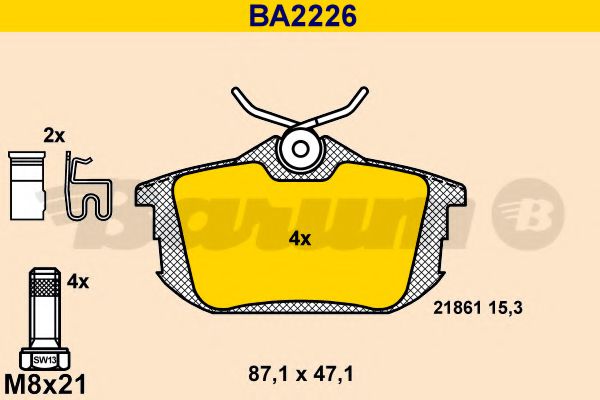 BA2226 BARUM Тормозная система Комплект тормозных колодок, дисковый тормоз
