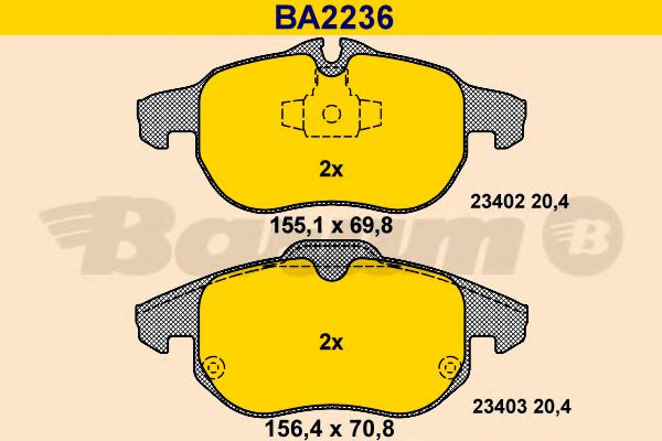 BA2236 BARUM Тормозная система Комплект тормозных колодок, дисковый тормоз