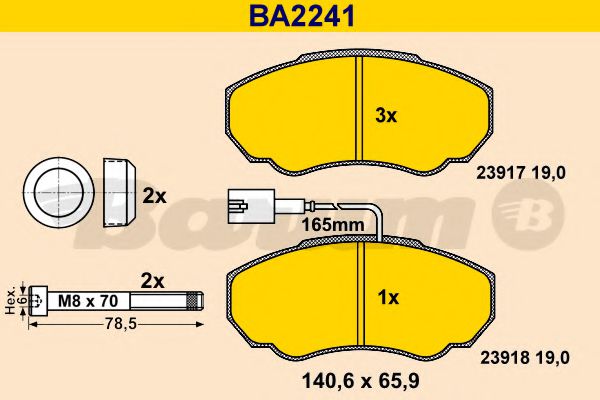 BA2241 BARUM Тормозная система Комплект тормозных колодок, дисковый тормоз