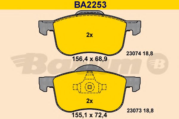 BA2253 BARUM Тормозная система Комплект тормозных колодок, дисковый тормоз