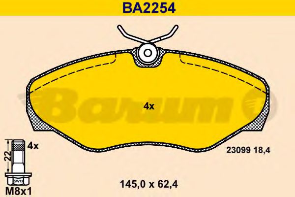 BA2254 BARUM Тормозная система Комплект тормозных колодок, дисковый тормоз