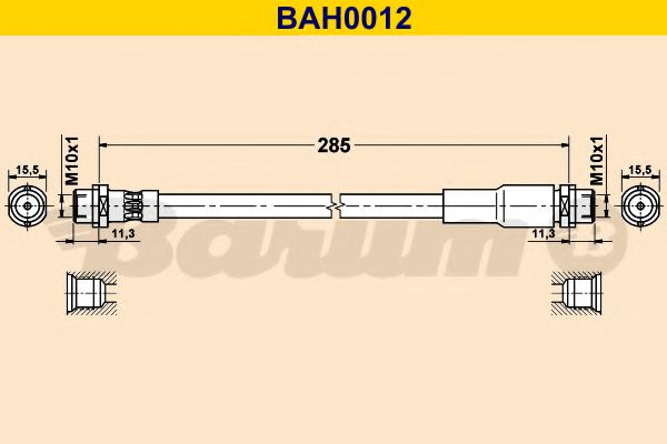 BAH0012 BARUM Тормозная система Тормозной шланг