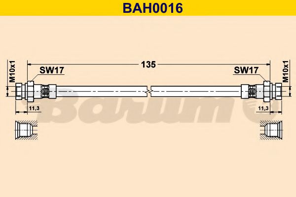 BAH0016 BARUM Тормозная система Тормозной шланг