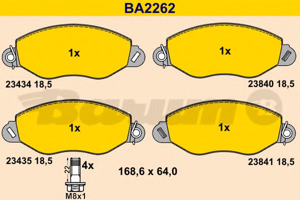 BA2262 BARUM Тормозная система Комплект тормозных колодок, дисковый тормоз