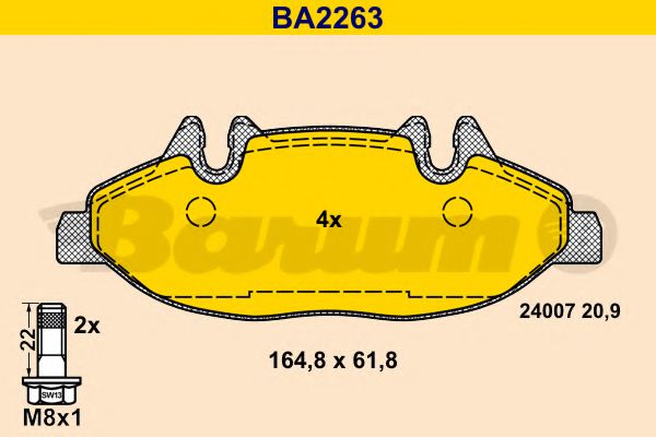 BA2263 BARUM Bremsanlage Bremsbelagsatz, Scheibenbremse